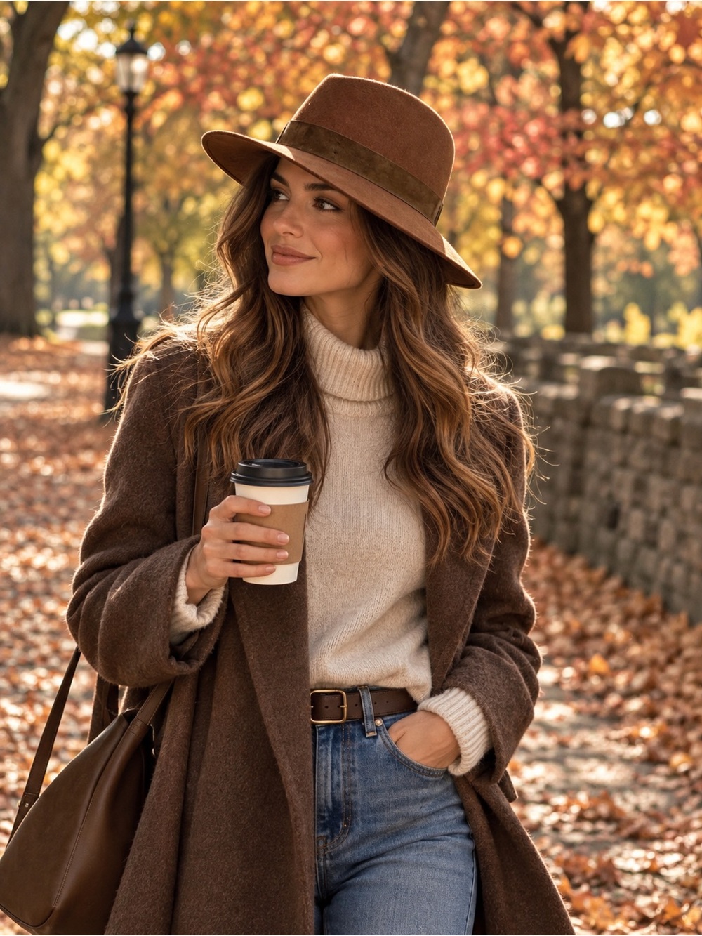 Janessa Leone Chocolate Brown Wide-Brim Wool Felt Hat